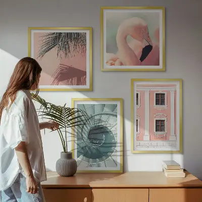 Architectuur pastelpatronen set van posters met lijst