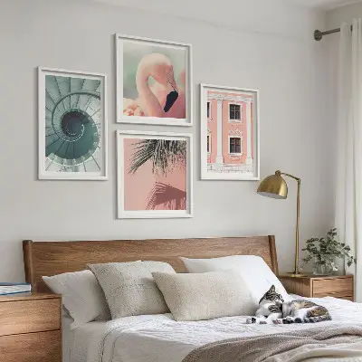 Architectuur pastelpatronen set van posters met lijst