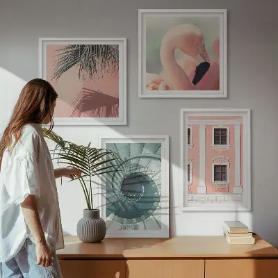 Architectuur pastelpatronen set van posters met lijst