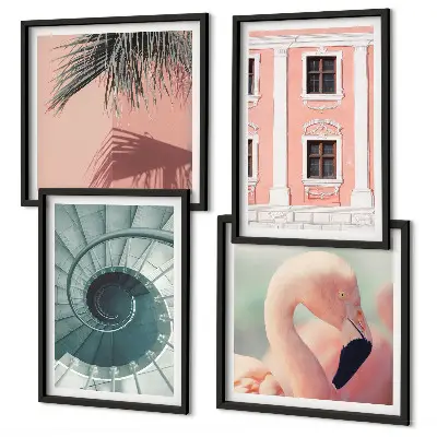 Architectuur pastelpatronen set van posters met lijst