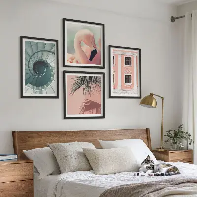 Architectuur pastelpatronen set van posters met lijst