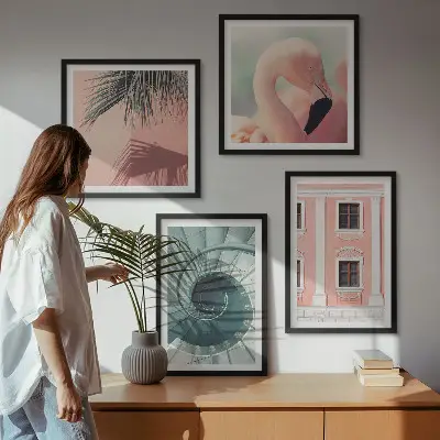 Architectuur pastelpatronen set van posters met lijst