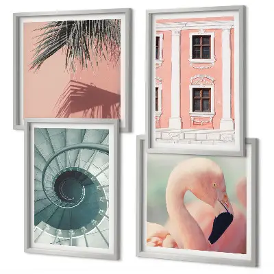 Architectuur pastelpatronen set van posters met lijst