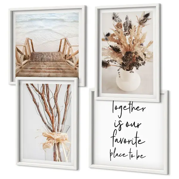 Set van posters met lijst minimalistische bloementakken met een natuurthema