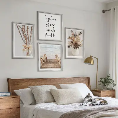 Set van posters met lijst minimalistische bloementakken met een natuurthema