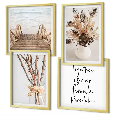 Set van posters met lijst minimalistische bloementakken met een natuurthema