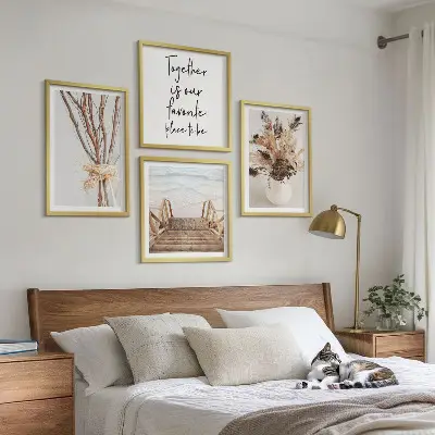 Set van posters met lijst minimalistische bloementakken met een natuurthema