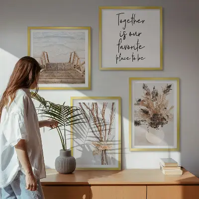 Set van posters met lijst minimalistische bloementakken met een natuurthema
