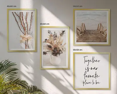 Set van posters met lijst minimalistische bloementakken met een natuurthema