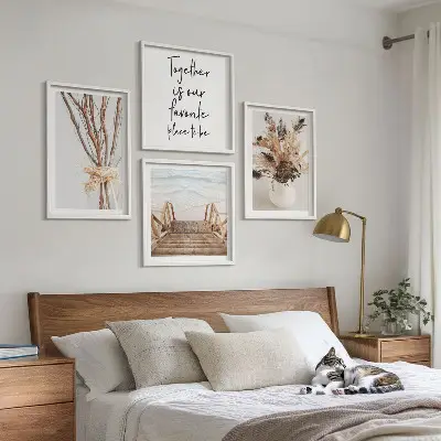 Set van posters met lijst minimalistische bloementakken met een natuurthema