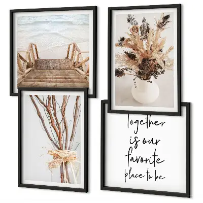 Set van posters met lijst minimalistische bloementakken met een natuurthema