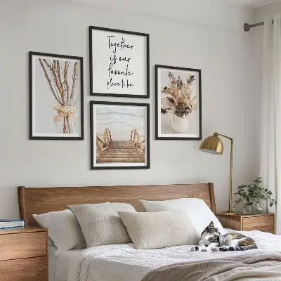 Set van posters met lijst minimalistische bloementakken met een natuurthema