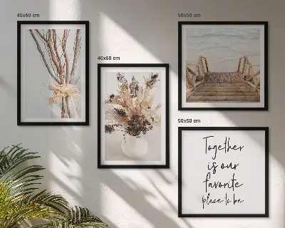 Set van posters met lijst minimalistische bloementakken met een natuurthema