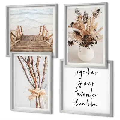 Set van posters met lijst minimalistische bloementakken met een natuurthema