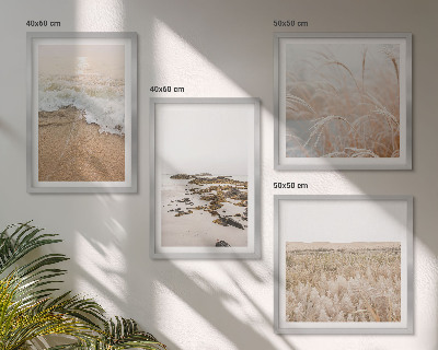 Set van posters met lijst Strandgolven stenen zomer