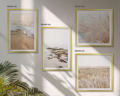 Set van posters met lijst Strandgolven stenen zomer