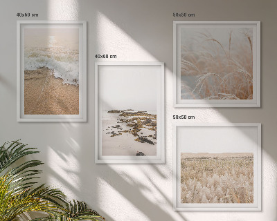 Set van posters met lijst Strandgolven stenen zomer