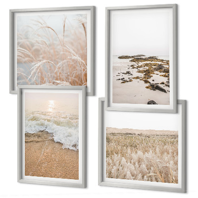 Set van posters met lijst Strandgolven stenen zomer