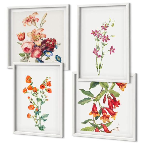 Set van posters met lijst Bloemenschilderij in retrostijl