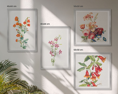 Set van posters met lijst Bloemenschilderij in retrostijl