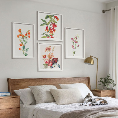 Set van posters met lijst Bloemenschilderij in retrostijl