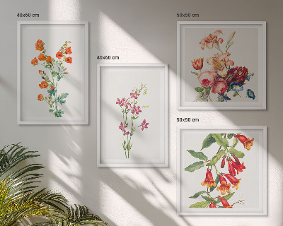 Set van posters met lijst Bloemenschilderij in retrostijl