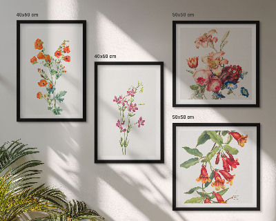 Set van posters met lijst Bloemenschilderij in retrostijl