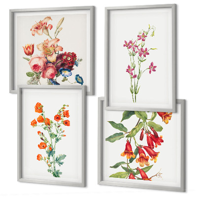 Set van posters met lijst Bloemenschilderij in retrostijl