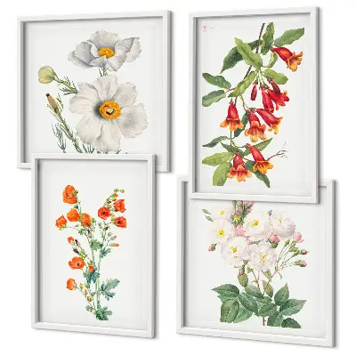 Retro bloemenschilderij in een meerluik met lijst