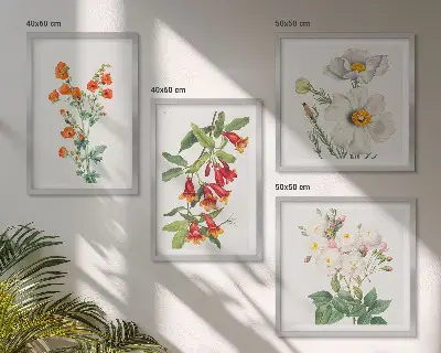 Retro bloemenschilderij in een meerluik met lijst