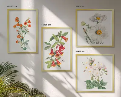 Retro bloemenschilderij in een meerluik met lijst