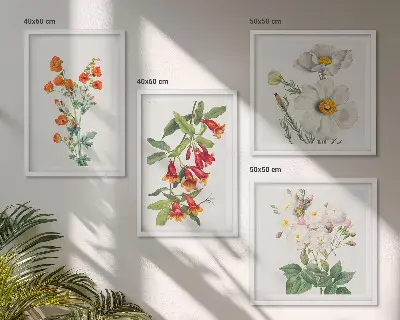 Retro bloemenschilderij in een meerluik met lijst