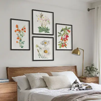Retro bloemenschilderij in een meerluik met lijst