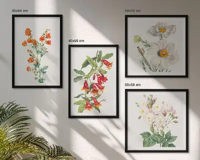 Retro bloemenschilderij in een meerluik met lijst