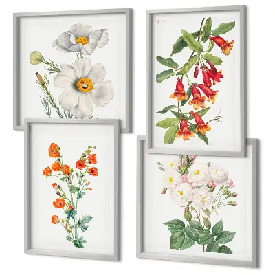 Retro bloemenschilderij in een meerluik met lijst