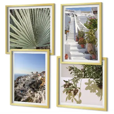 Witte trap met uitzicht op Santorini set van posters met lijst