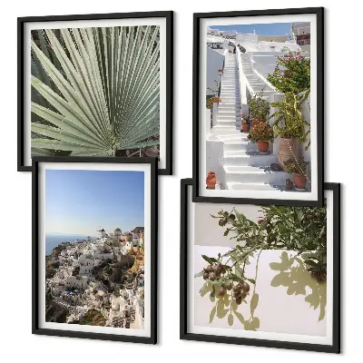Witte trap met uitzicht op Santorini set van posters met lijst