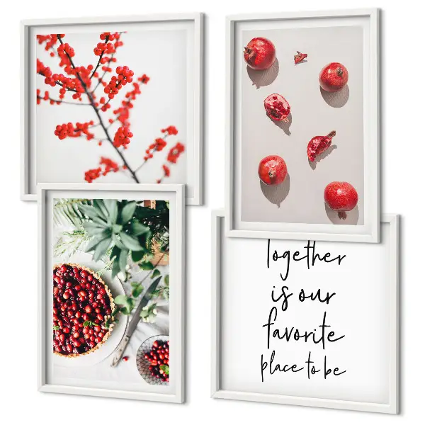 Rode vruchten van planten minimalistisch meerluik in lijst