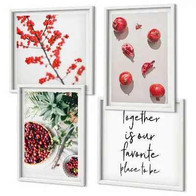 Rode vruchten van planten minimalistisch meerluik in lijst