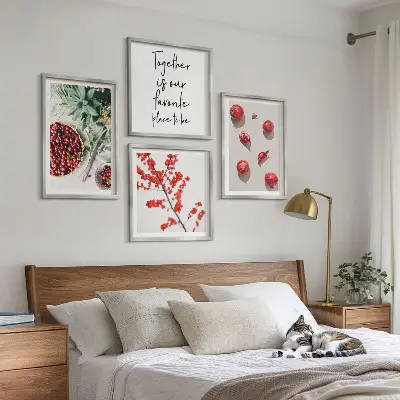 Rode vruchten van planten minimalistisch meerluik in lijst