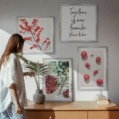 Rode vruchten van planten minimalistisch meerluik in lijst