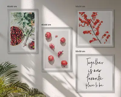 Rode vruchten van planten minimalistisch meerluik in lijst