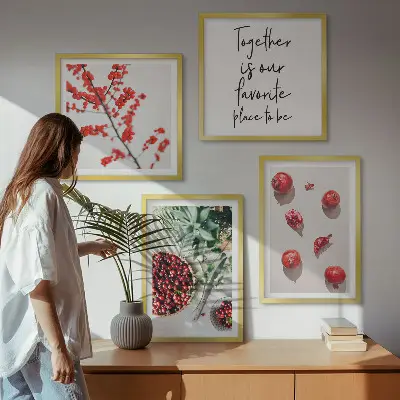 Rode vruchten van planten minimalistisch meerluik in lijst