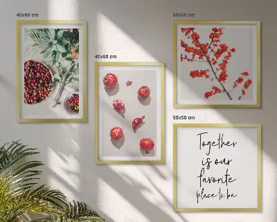 Rode vruchten van planten minimalistisch meerluik in lijst