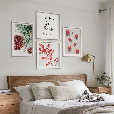 Rode vruchten van planten minimalistisch meerluik in lijst