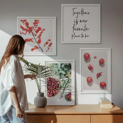 Rode vruchten van planten minimalistisch meerluik in lijst