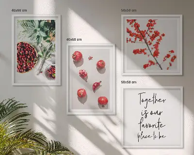 Rode vruchten van planten minimalistisch meerluik in lijst