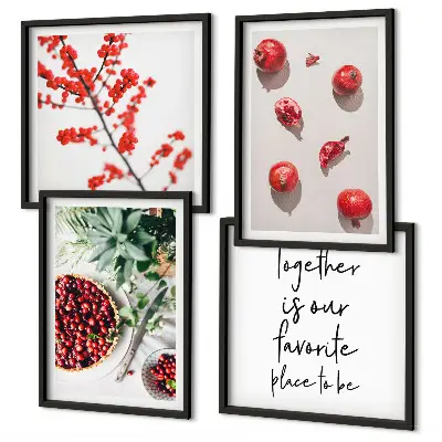Rode vruchten van planten minimalistisch meerluik in lijst