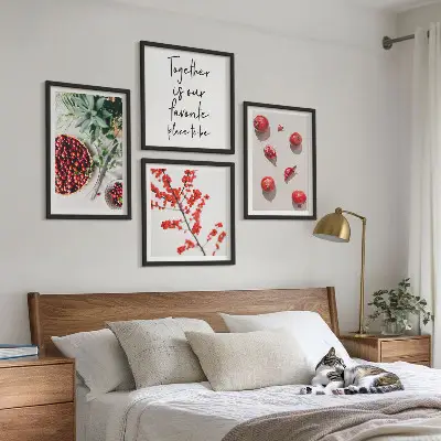 Rode vruchten van planten minimalistisch meerluik in lijst