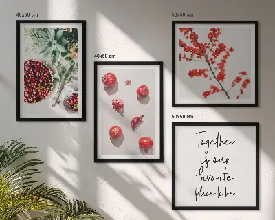 Rode vruchten van planten minimalistisch meerluik in lijst